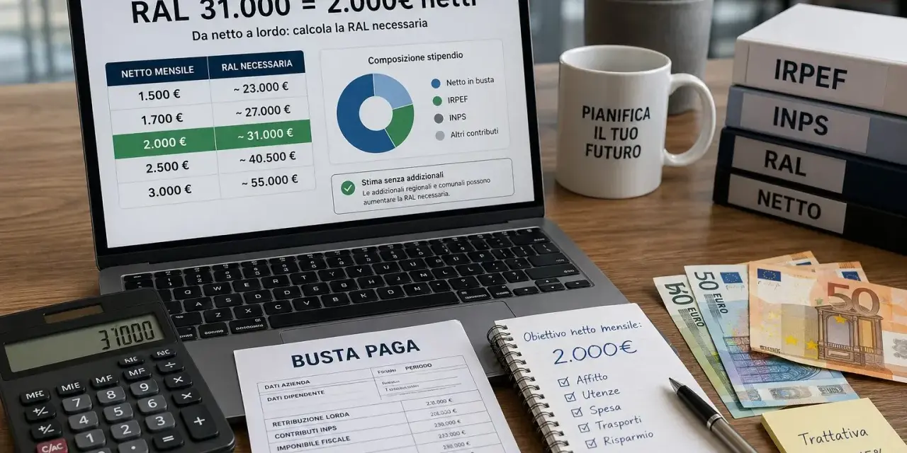 Calcolo RAL per magazziniere Bartolini: 31.000€ lordi per 2.000€ netti mensili. Spese e risparmio in vista.
