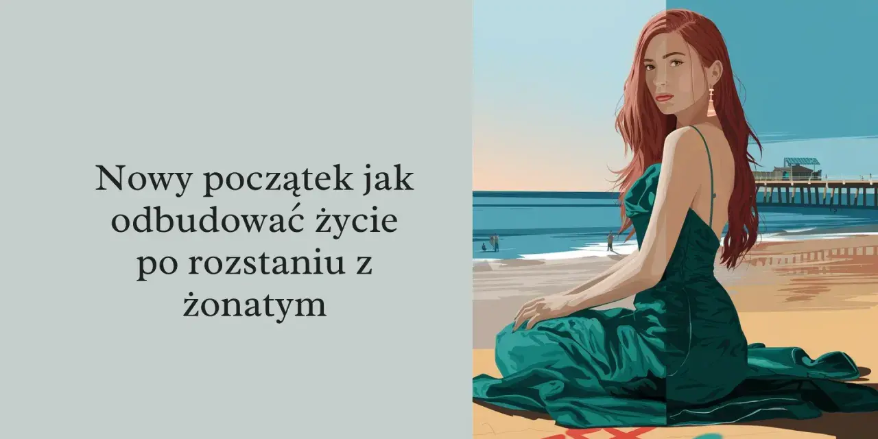 Kobieta w zielonej sukni na plaży, symbolizująca nowy początek po rozstaniu z żonatym.