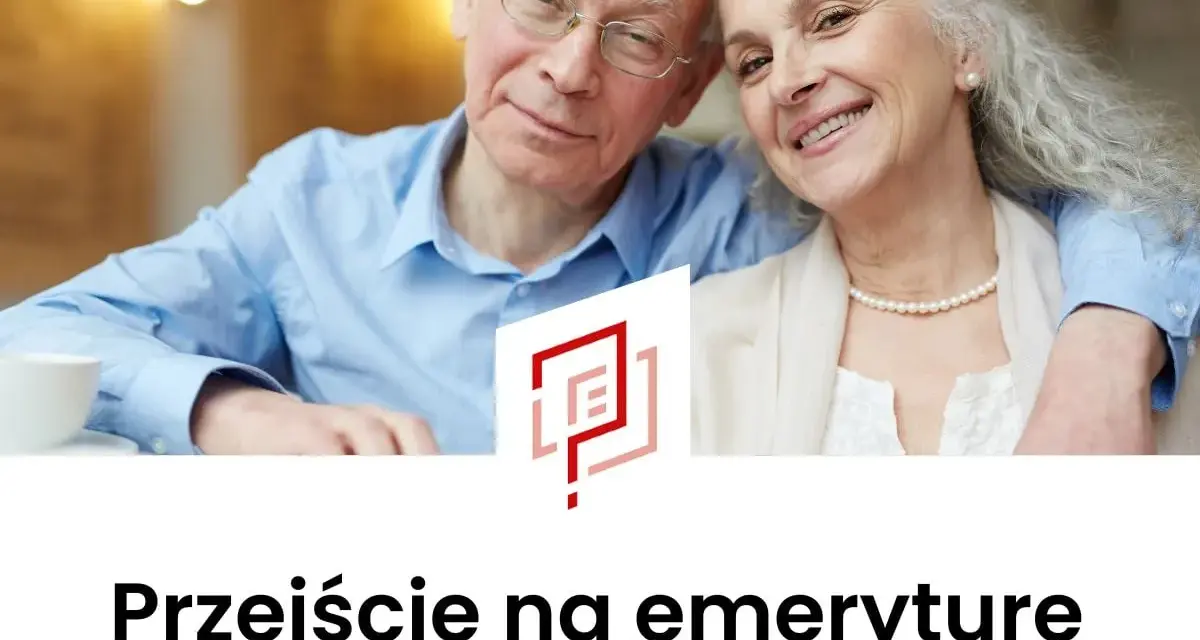 Uśmiechnięta para seniorów, symbolizująca spokój i radość z przejścia na emeryturę. Wzór pisma o przejście na emeryturę.
