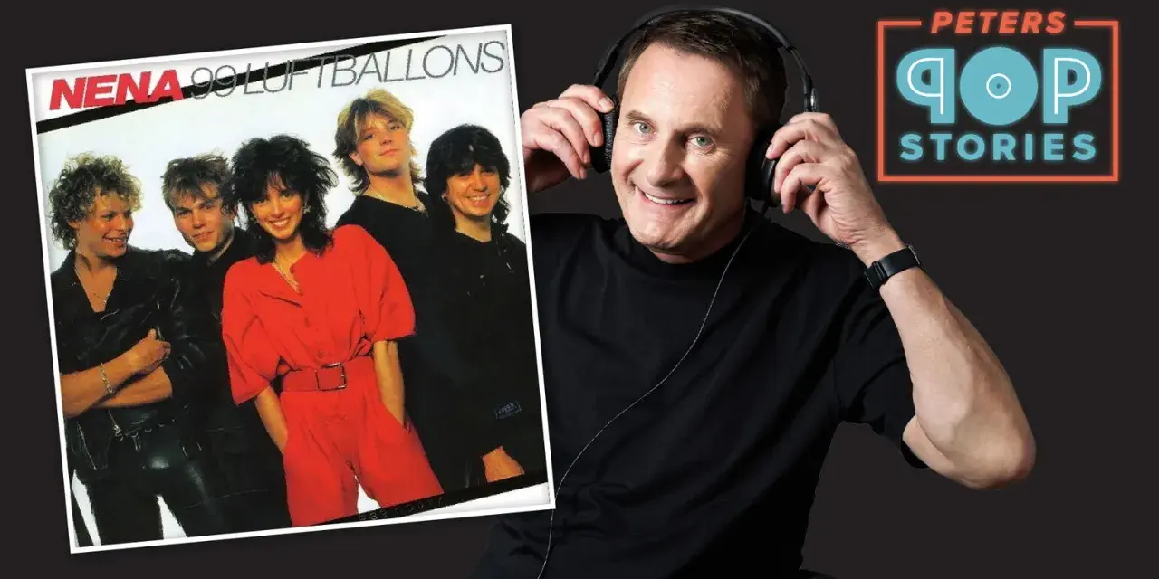 Nenas Albumcover "99 Luftballons" und ein Mann mit Kopfhörern.