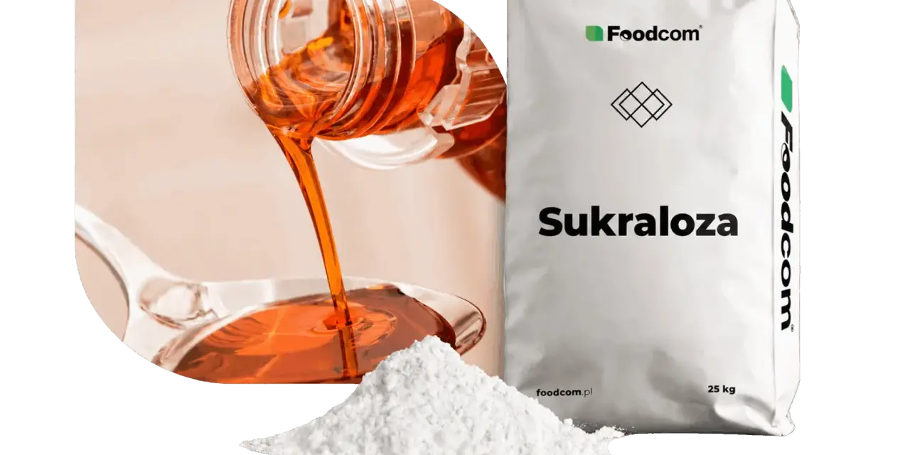 Sukraloza co to? Słodzik w proszku i płynie, opakowanie Foodcom 25 kg.
