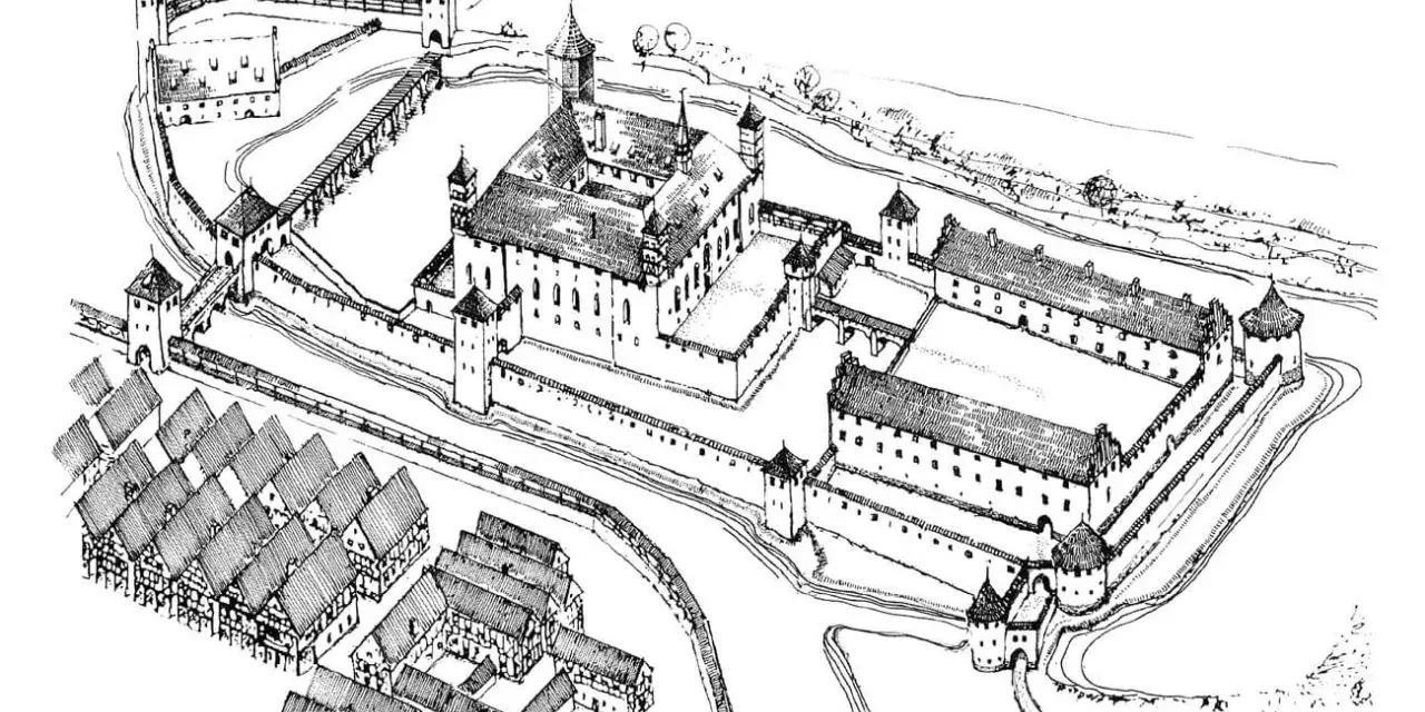 Dawny zamek biskupów warmińskich, otoczony murami i fosą, z przyległym miastem. Lidzbark Warmiński atrakcje historyczne.