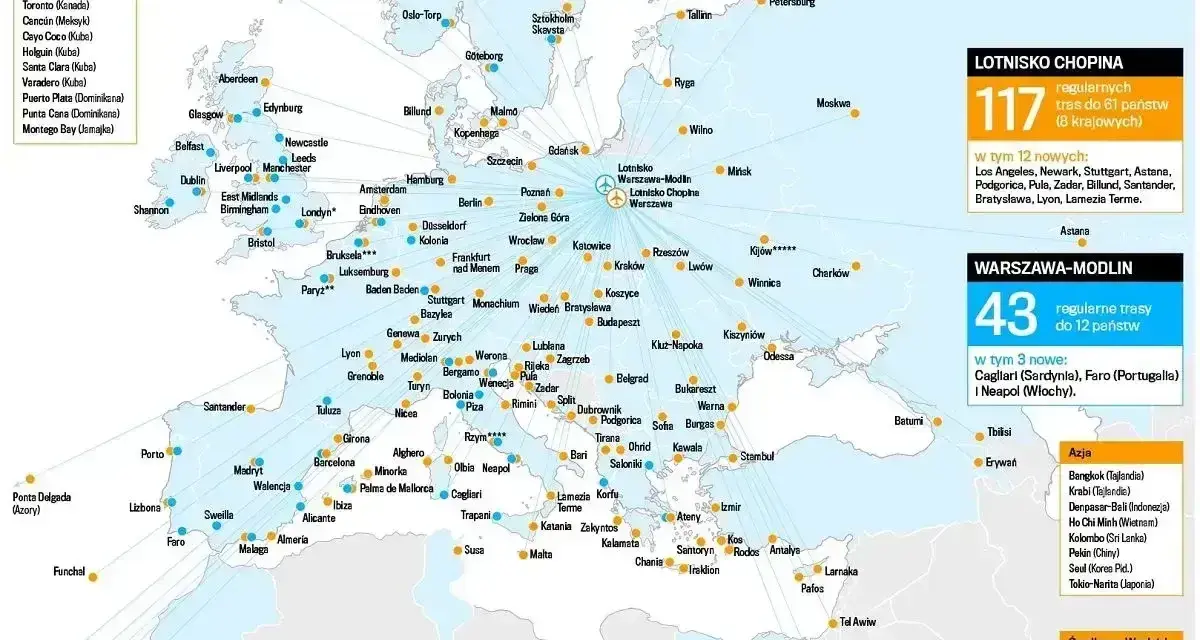 Mapa lotów z Polski: ile leci się do Włoch? Zobacz trasy do Rzymu, Neapolu i Cagliari z lotnisk Chopina i Warszawa-Modlin.