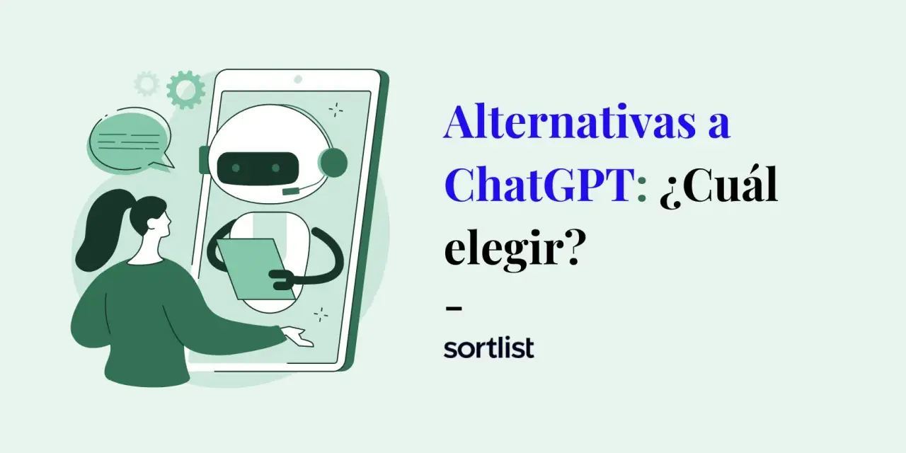 Ilustración de una persona interactuando con un chatbot en una pantalla, explorando aplicaciones parecidas a ChatGPT para elegir la mejor.
