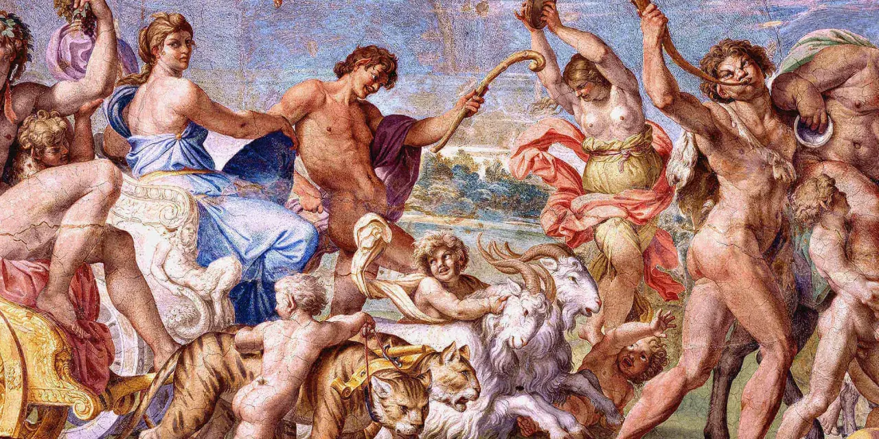 Apoteoza Bachusa: triumfalny pochód z tygrysem, kozłem i amorkami.