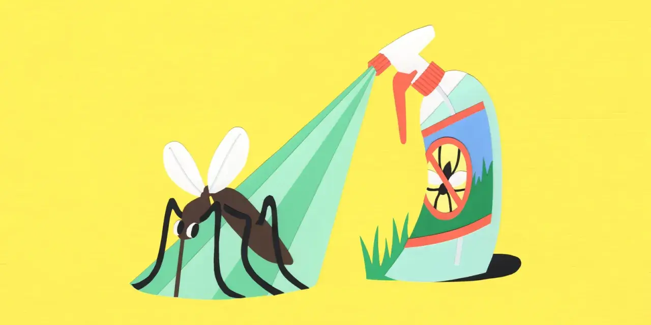 Un mosquito es rociado con insecticida. Aprende cómo fumigar mosquitos de forma efectiva.