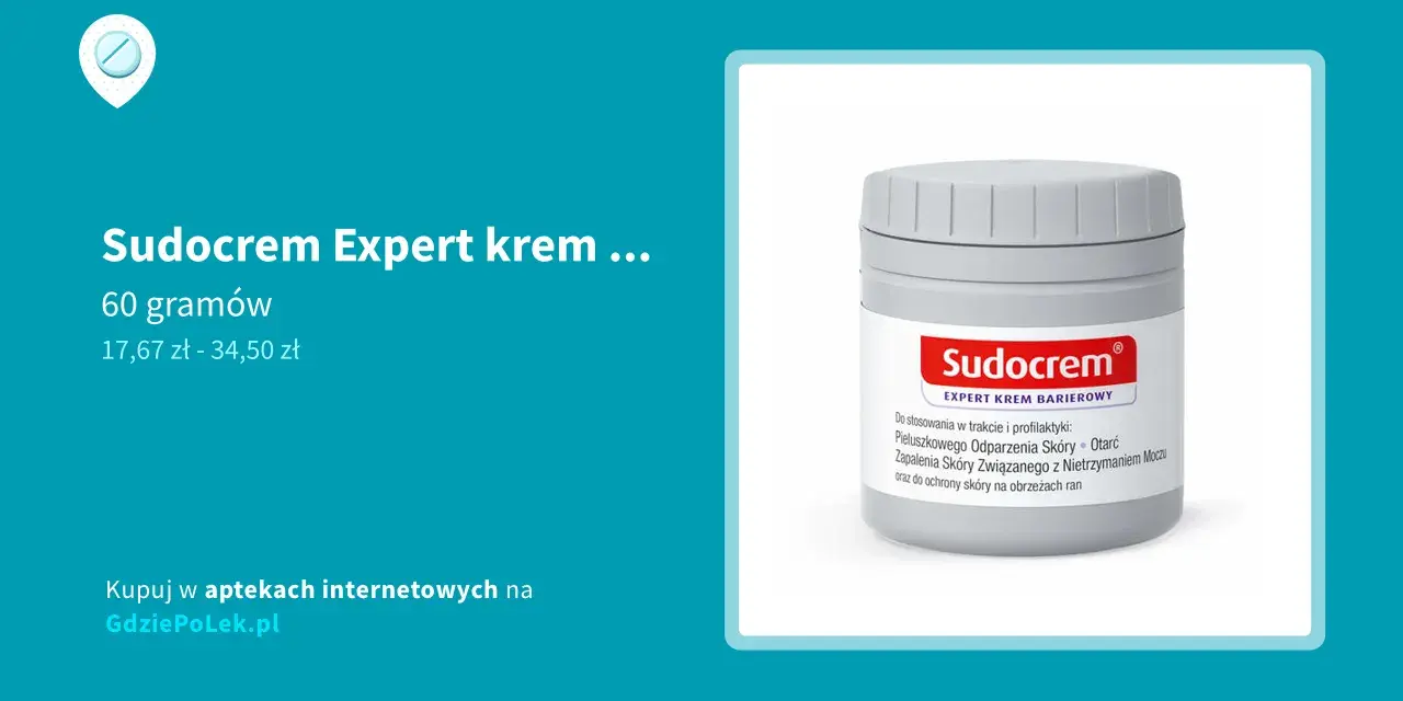 Sudocrem Expert krem barierowy, 60g. Czy sudocrem jest dobry na rany? Tak, chroni skórę przed podrażnieniami i odparzeniami.