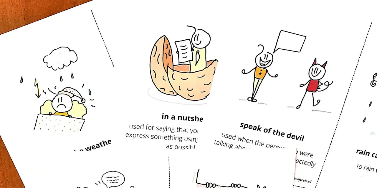 Śmieszne idiomy angielskie: smutna chmurka, orzech, diabeł i rozmowa. Nauka języka może być zabawna!