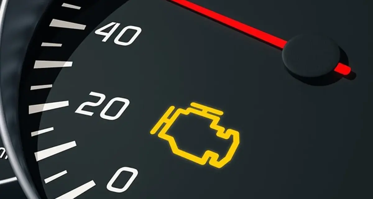 Spia motore accesa sul cruscotto. L'indicatore di avaria motore, gestito dall'ecu automotive, segnala un problema.