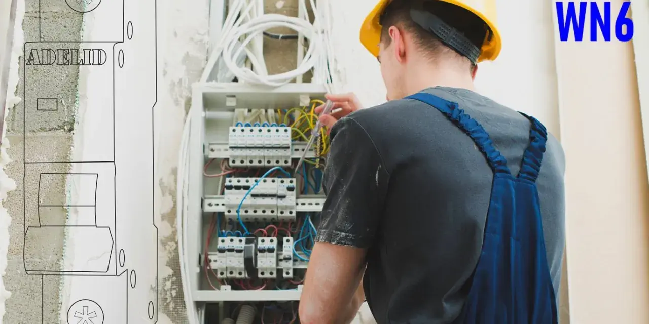 Elektryk montuje wyłączniki nadprądowe w rozdzielnicy. To kluczowe elementy instalacji elektrycznej chroniące przed przeciążeniem.