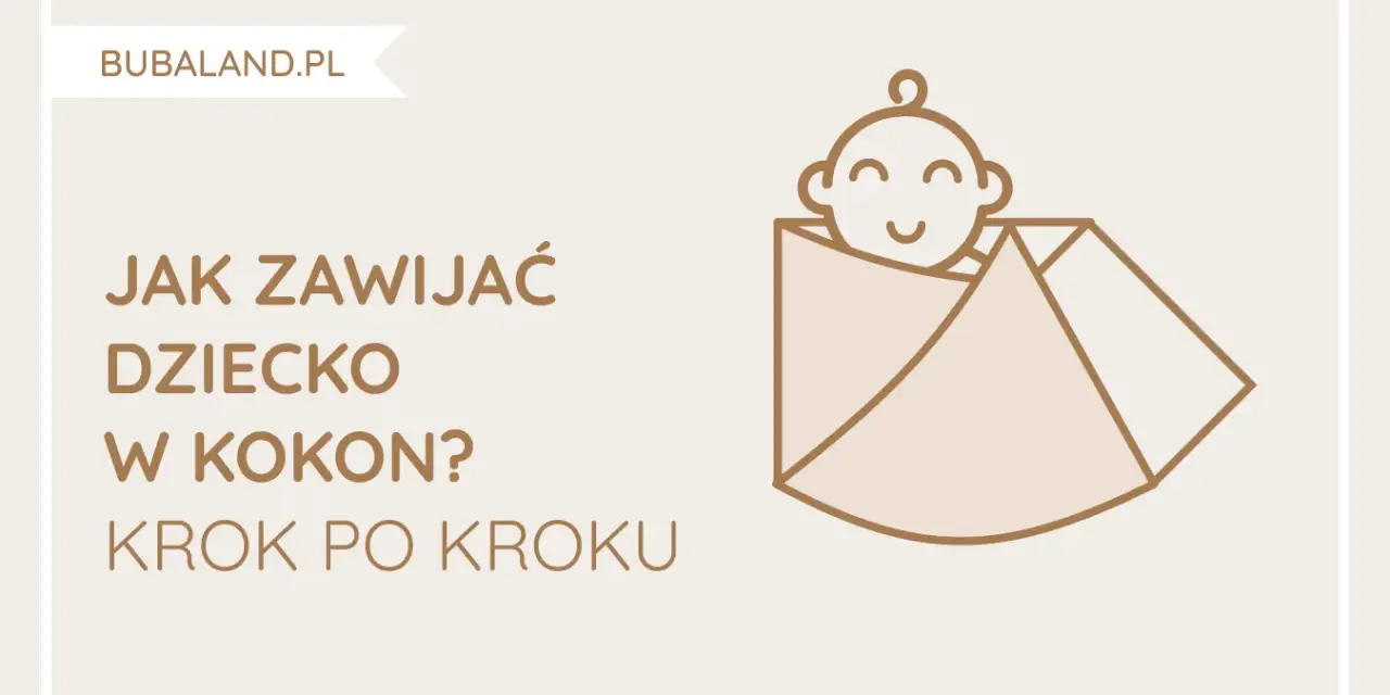 Jak zawinąć dziecko w kokon? Krok po kroku. Ilustracja pokazuje uśmiechniętą główkę dziecka otuloną w kokon.