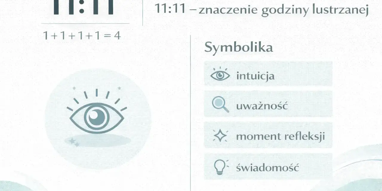 Numerologia 7 i 11: godzina 11:11 symbolizuje intuicję, uważność, refleksję i świadomość.