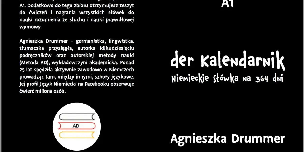 Zbiór 1092 niemieckich słówek na poziomie A1, zeszyt ćwiczeń i nagrania od Agnieszki Drummer.