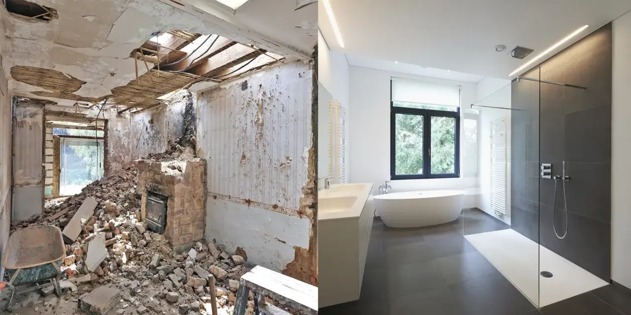 Avant/après d'une salle de bain : démolition complète et rénovation moderne. Le prix de cette transformation est impressionnant.