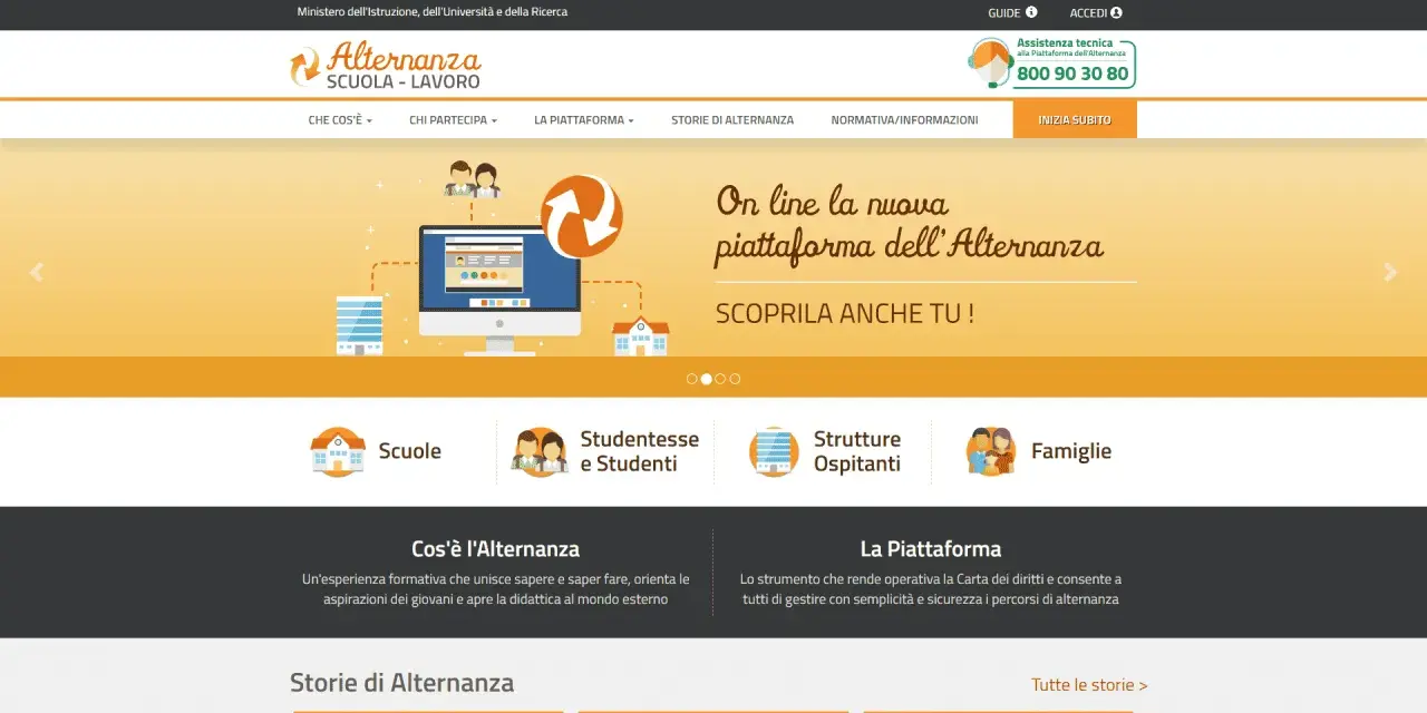 Scopri come funziona l'alternanza scuola lavoro con la nuova piattaforma. Naviga tra scuole, studenti, strutture e famiglie.