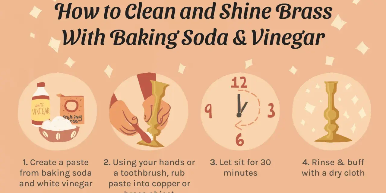 Learn how to polish brass with baking soda and vinegar. Steps include making a paste, applying it, letting it sit, and buffing to a shine.