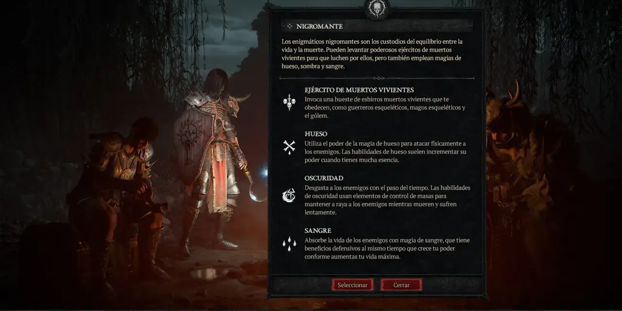 Elige al Nigromante, la mejor clase de Diablo 4, para invocar muertos vivientes, usar magia de hueso, oscuridad y sangre.