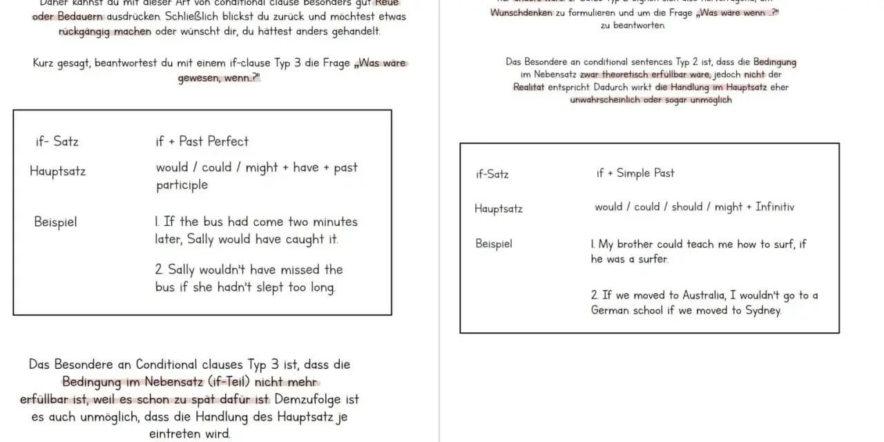 Conditional clauses Typ 3: Was wäre gewesen, wenn? Erklärt die Struktur und Beispiele für irreale Bedingungen in der Vergangenheit.