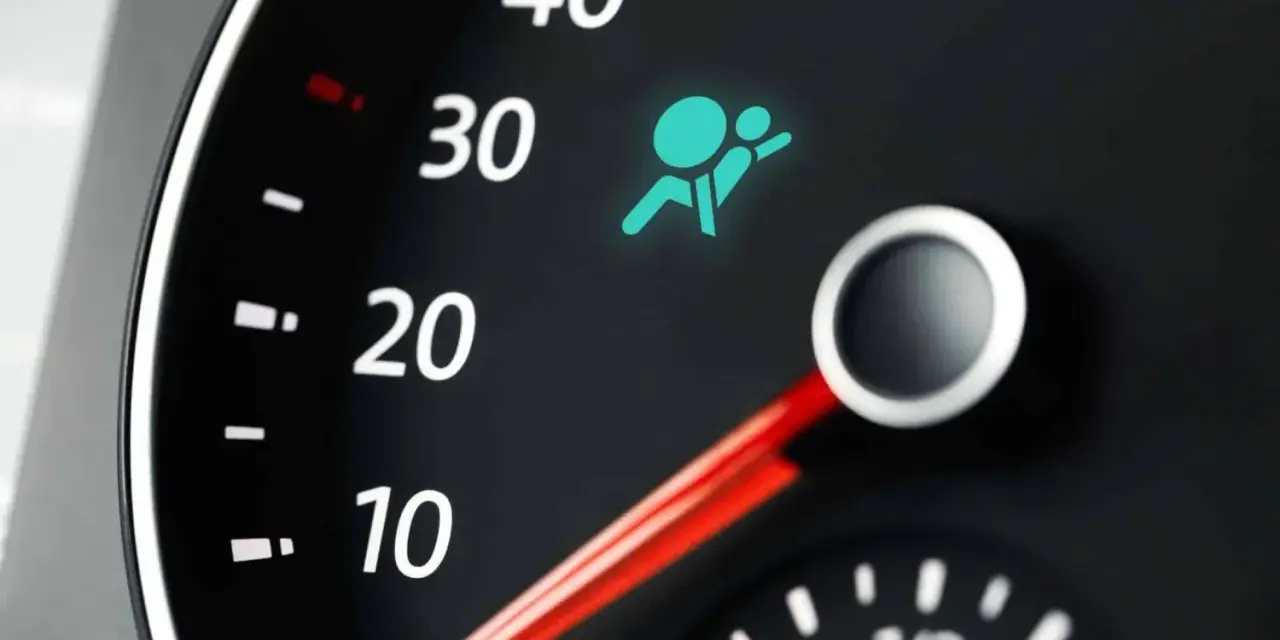 Dashboard light shows the side airbag off symbol, indicating a potential safety issue.