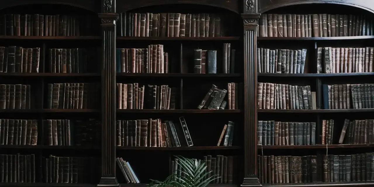 Estanterías repletas de libros antiguos, evocando la espera del **envío de manuscritos a editoriales** para su publicación.