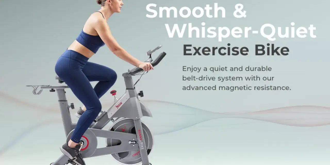Woman cycling on a smooth, quiet exercise bike. Learn how magnetic resistance works for a durable workout.