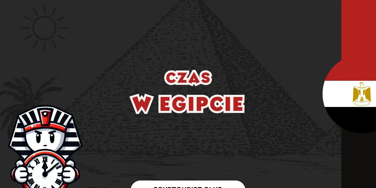 Faraon z zegarem pokazuje, że różnica czasu Polska-Egipt jest ważna przy planowaniu podróży.