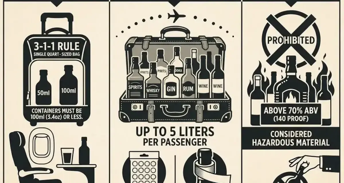 Czy można przewozić alkohol w bagażu rejestrowanym? Tak, do 5 litrów na pasażera, w oryginalnych opakowaniach, zabezpieczonych taśmą.