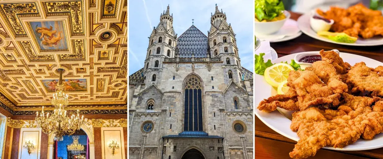 A luxurious ceiling, St. Stephen's Cathedral, and Wiener Schnitzel. Your perfect Vienna itinerary includes culture, history, and delicious food.