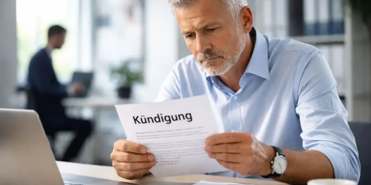 Ein Mann liest seine Kündigung. Er ist über 55 und fragt sich, ob er noch eine Nachtschicht machen muss.