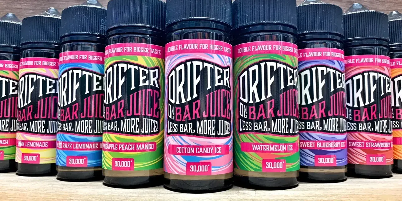 Botellas de drifter bar juice 100ml con sabores frutales y dulces.