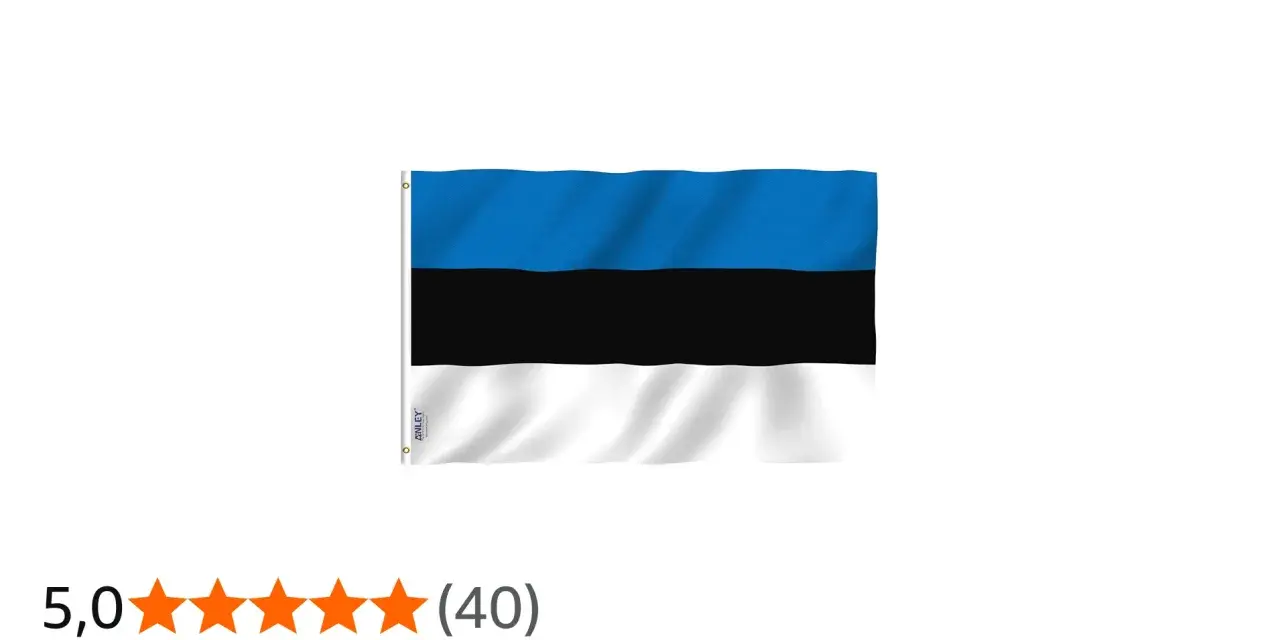 Flaga Estonii: niebieski, czarny i biały pasy. Symbolizuje niebo, ziemię i pokój.