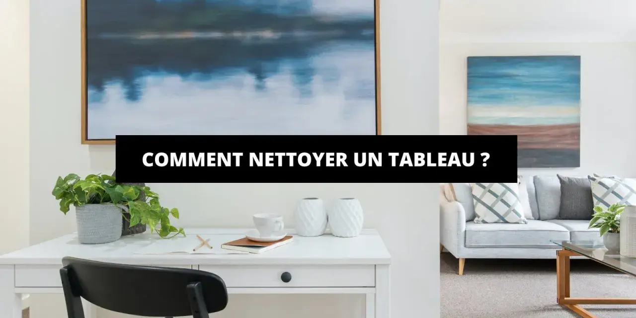 Comment nettoyer une peinture sur toile : un bureau moderne avec des tableaux abstraits et un salon invitant.