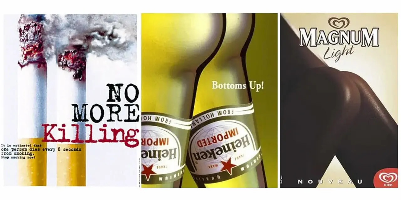 Publicidad subliminal ejemplos: cigarrillos, cerveza Heineken y helado Magnum.