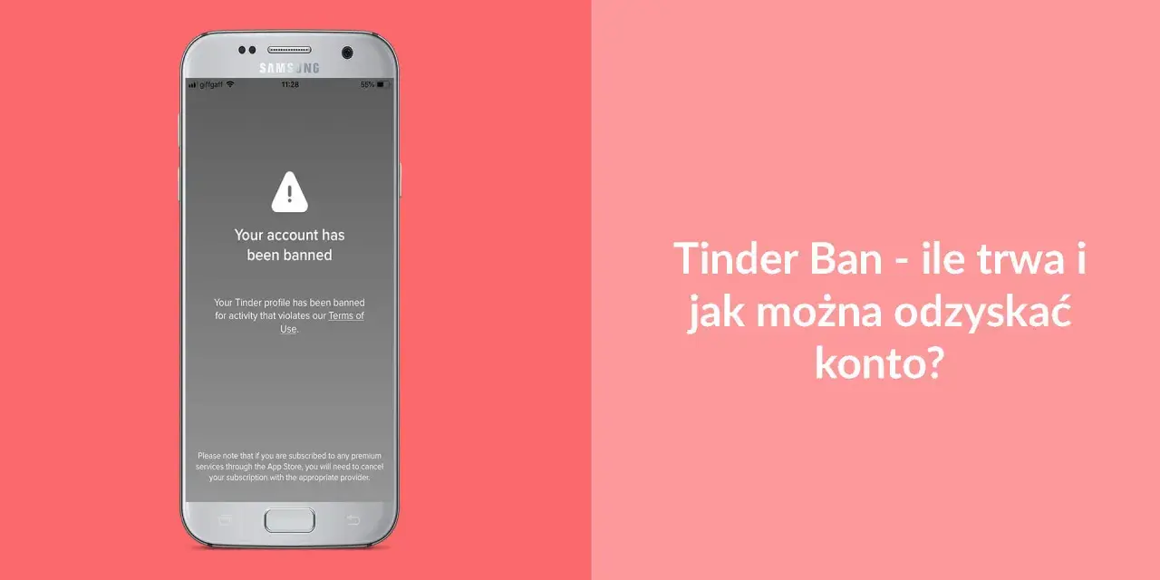 Telefon z komunikatem "Your account has been banned" na ekranie. Tinder usunął mi konto, ale czy da się je odzyskać?
