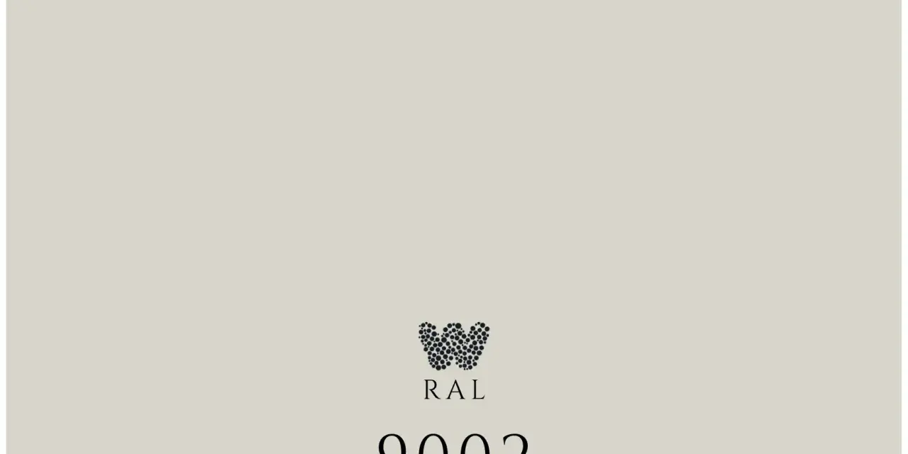 Jasnoszary odcień RAL9002 z logo i numerem 9002.
