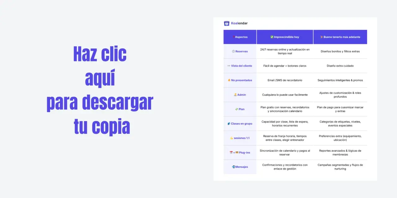 Descarga tu copia de la app de reservas Koalendar. Gestiona citas, clientes y más.