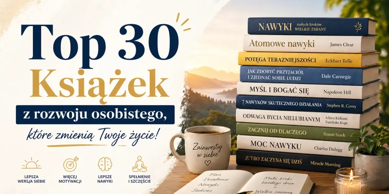 Książki które zmieniają myślenie: "Atomowe nawyki", "Potęga teraźniejszości" i inne pozycje z rozwoju osobistego, które inspirują do lepszego życia.