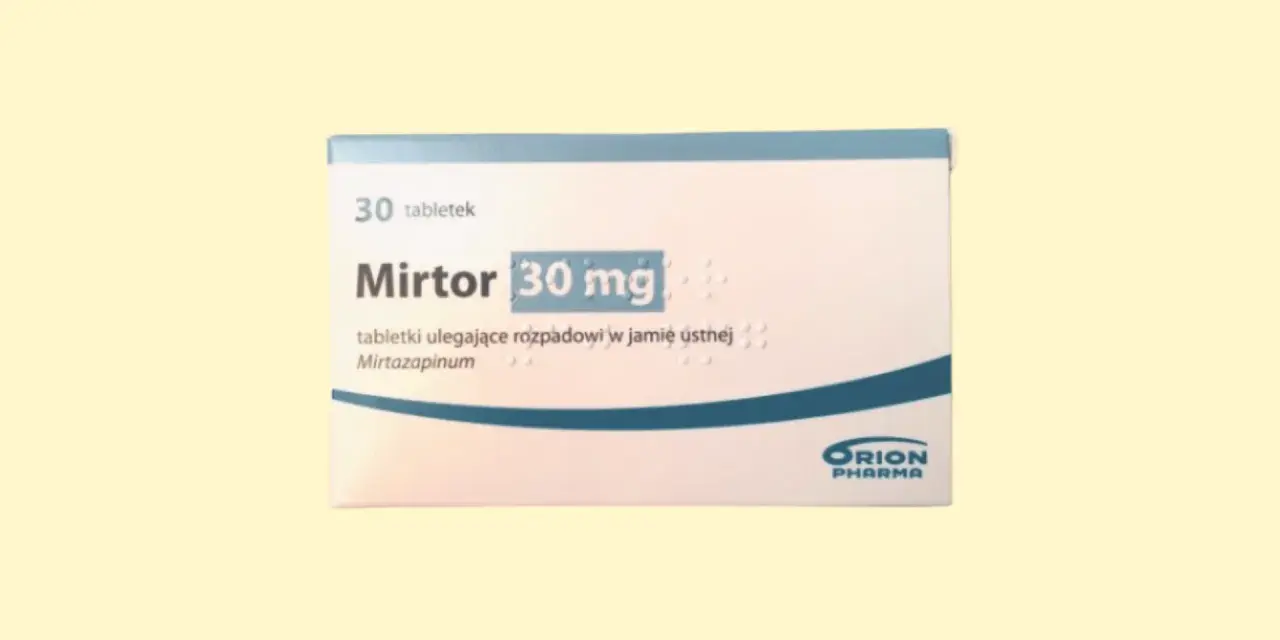 Opakowanie leku Mirto 30 mg, zawierające mirtazapinę w tabletkach ulegających rozpadowi w jamie ustnej.