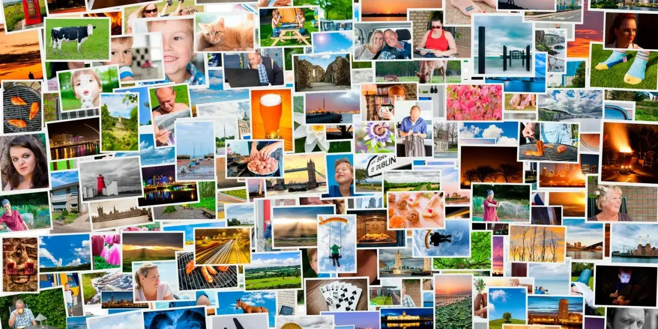 En samling bilder att analysera: en ko, en röd telefonkiosk, en ölsejdell, en bro och en pojke som ler.