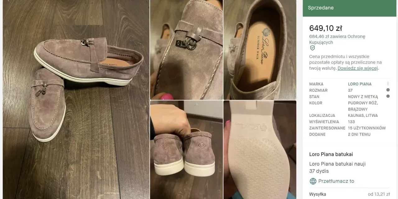 Eleganckie, pudrowo-różowe zamszowe buty Loro Piana, rozmiar 37, z ozdobnym metalowym elementem. Idealne na lato.