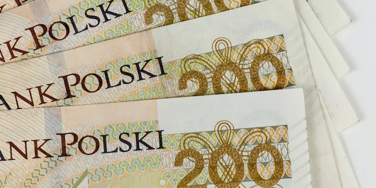 Kilka banknotów 200 zł ułożonych jeden na drugim. To polska waluta, która może posłużyć jako nova mispra capital.