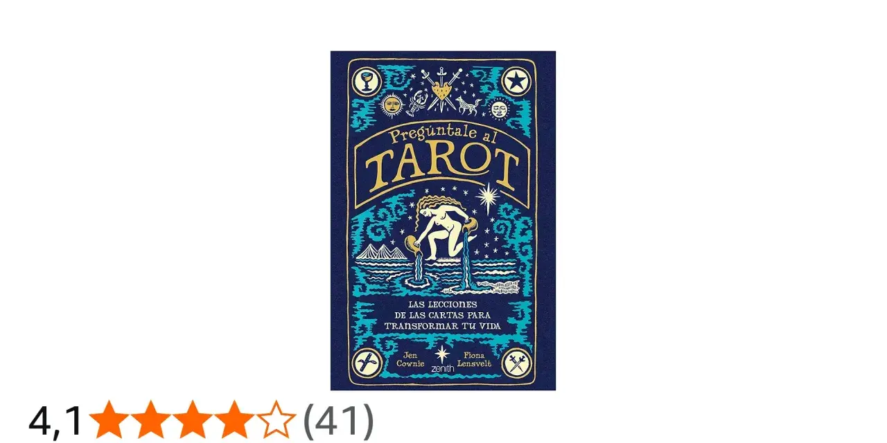 Portada del libro "Pregúntale al Tarot", con ilustraciones místicas y la frase "Las lecciones de las cartas para transformar tu vida".