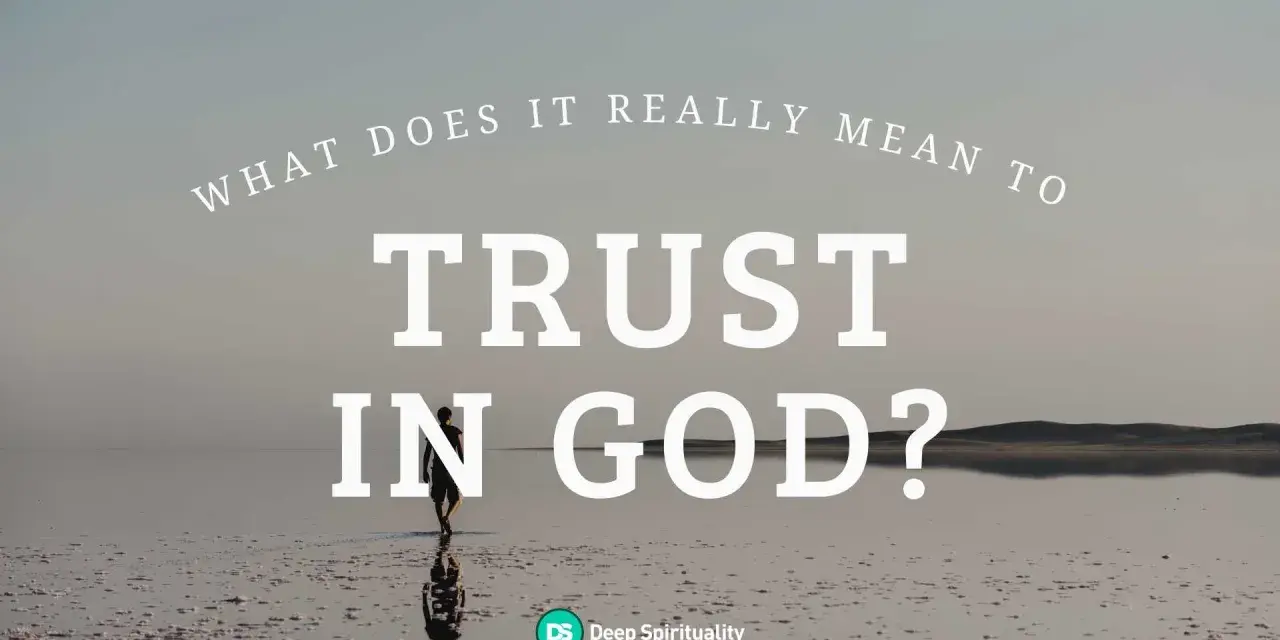 A lone figure walks across a vast, reflective surface, embodying the journey to trust in God.