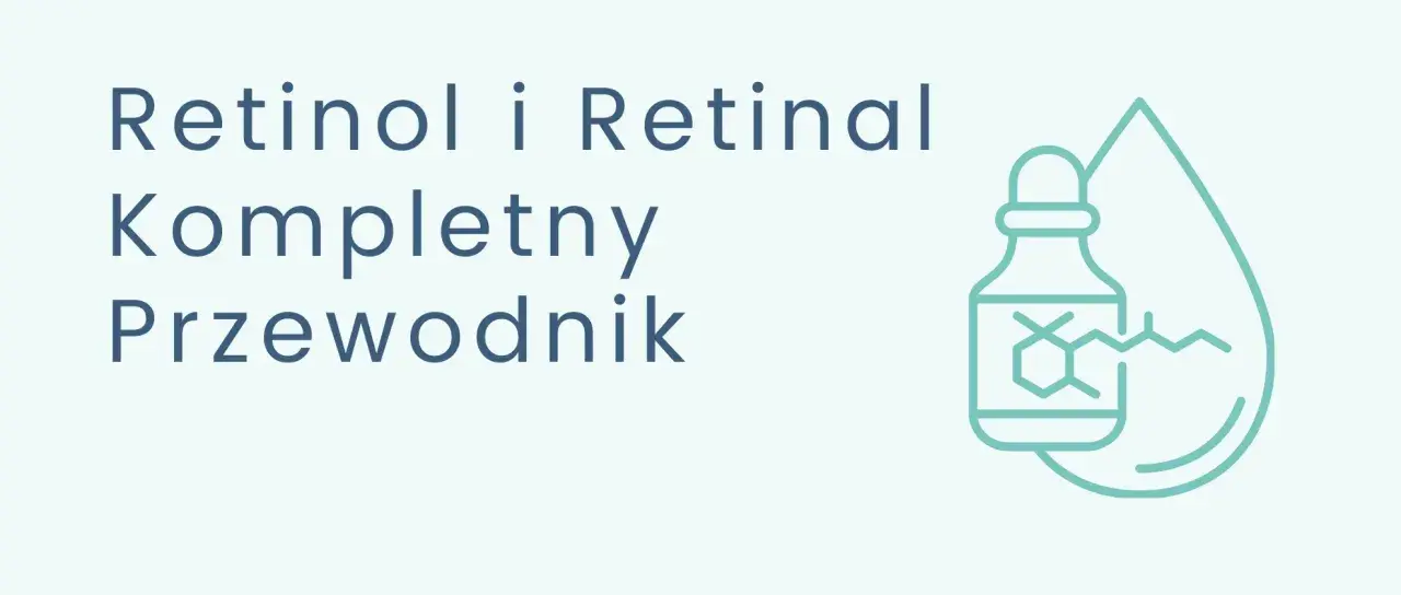 Retinol na co? Kompletny przewodnik po zastosowaniu retinolu i retinalu w pielęgnacji. Ikona buteleczki z serum i kropli.