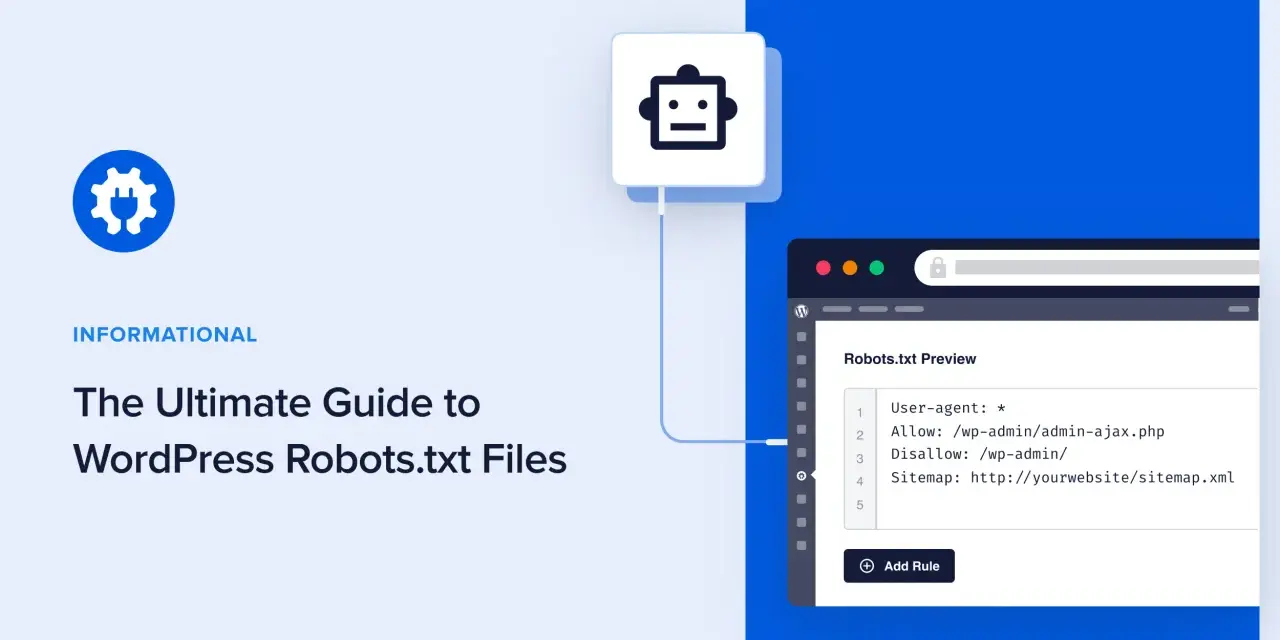 Anleitung zum robots.txt erstellen: Ein Roboter-Icon und ein Code-Editor zeigen, wie man Regeln für Suchmaschinen festlegt.