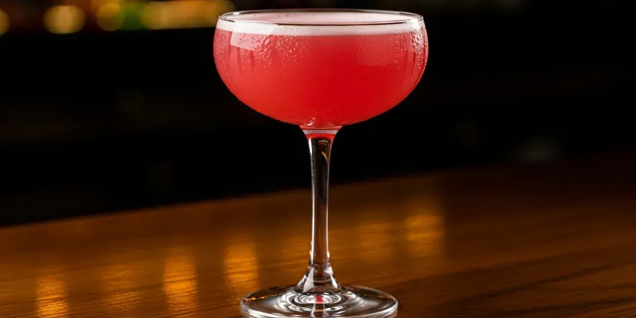 En rosa pantern drink i ett elegant glas, perfekt för en festlig kväll.