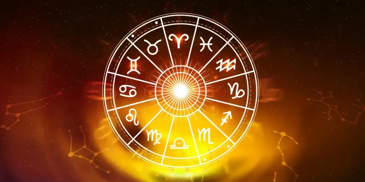 Koło zodiaku z symbolami znaków. Sprawdź swój horoskop dzienny na jutro i odkryj, co gwiazdy przygotowały dla Ciebie!