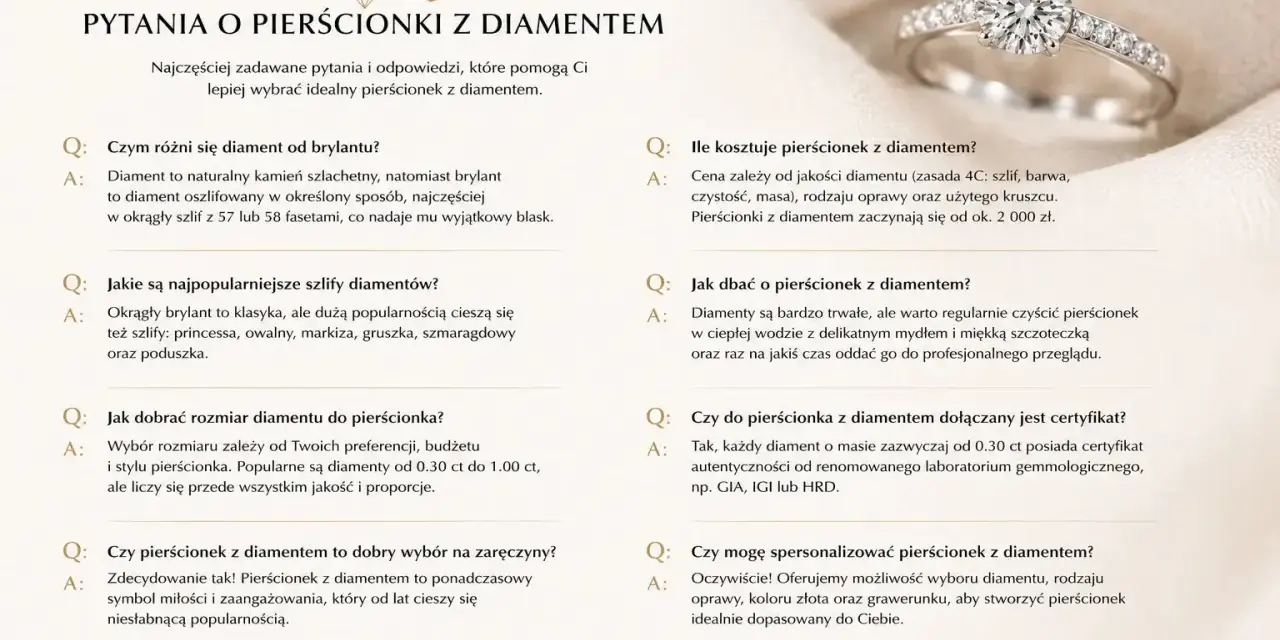 Elegancki pierścionek z brylantem i wysadzanym obrączką, idealny na zaręczyny. Poznaj różne rodzaje pierścionków i wybierz swój wymarzony.