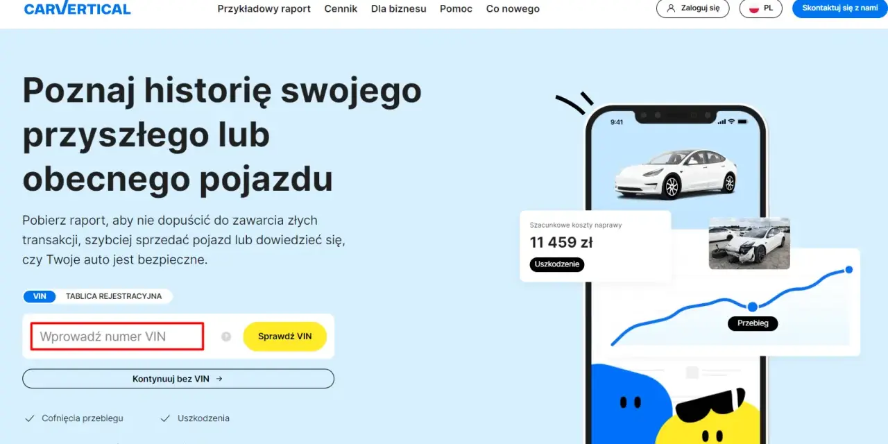 Sprawdź historię pojazdu na Carvertical. Opinie o serwisie potwierdzają jego przydatność przy zakupie auta. Wpisz VIN, by poznać przeszłość pojazdu.