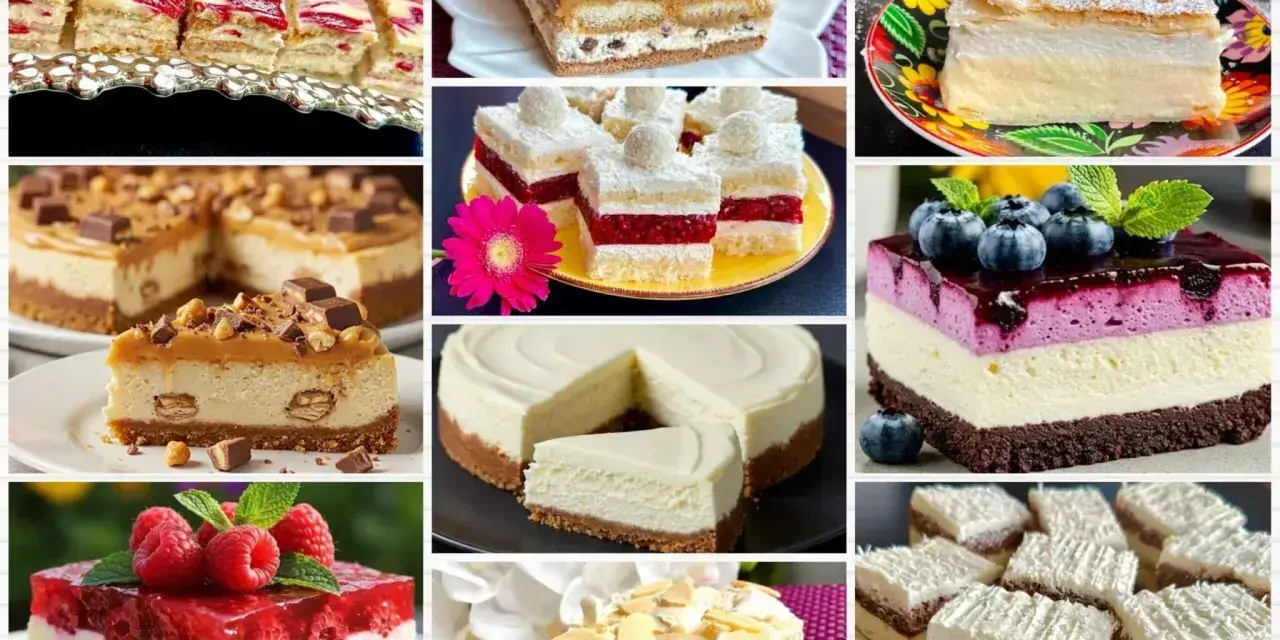 Kremowe, owocowe i czekoladowe rodzaje ciast: sernik, tiramisu, ciasto z malinami i borówkami, a także inne pyszności.